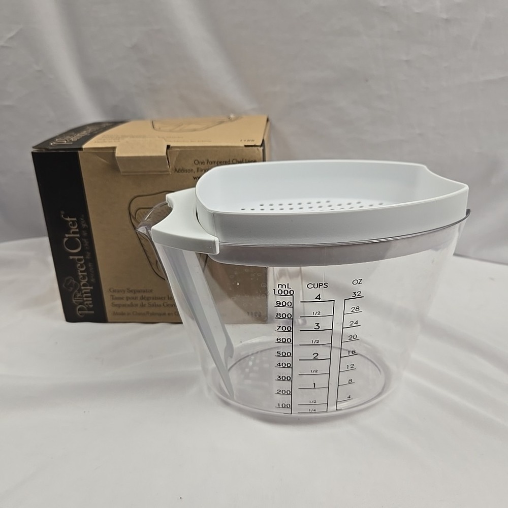 THE PAMPERED CHEF‎ GRAVY SEPARATOR 4 CUP HANDLE In Box Used t3